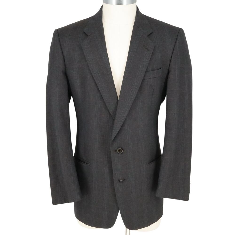 Christian Dior Monsieur Sport Coat Mens 44L Gray Blue Plaid Wool Jacket Vintage